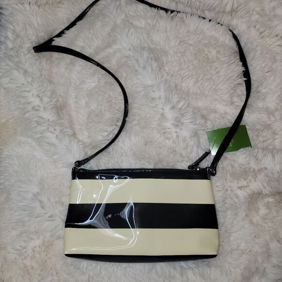 Kate Spade New York Nwt Penn Valley Amy Patent striped crossbody bag purse - Picture 2 of 9